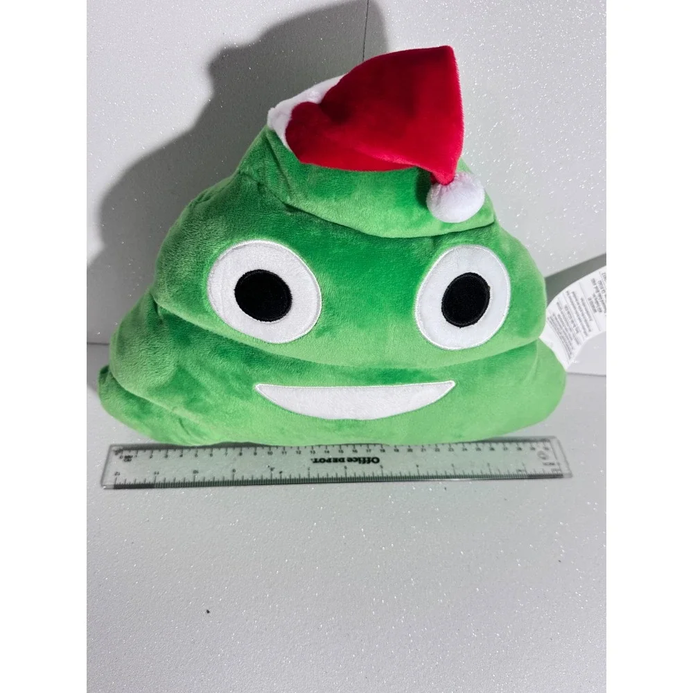 MSA Trading Green Christmas Emoji Plush Pillow Santa Hat Holiday Decor 3226